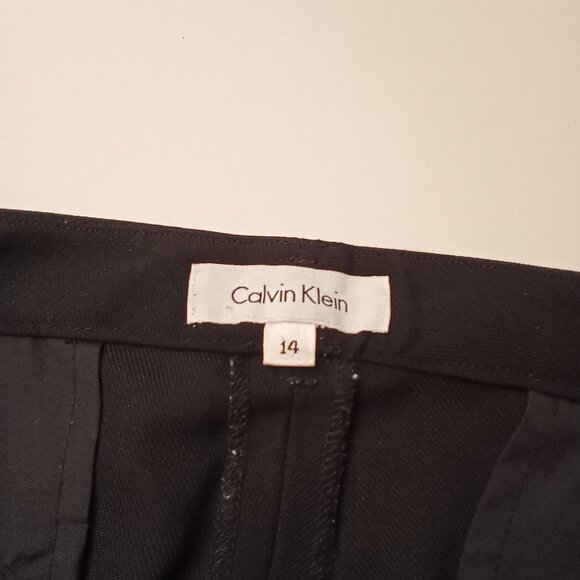 100% Wool Calvin Klein Trouser Pants Size 14 Lightweight High Rise Black Color - Picture 5 of 10